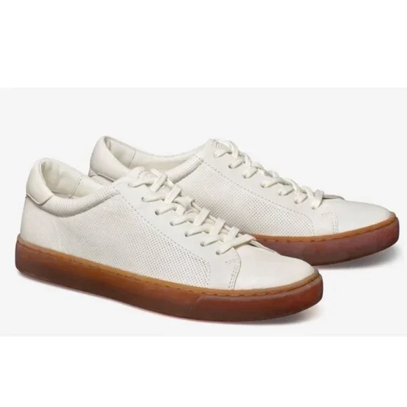 Johnston Murphy Kempton Lace to Toe White Leather Low-Top Sneakers With Gum Sole - Picture 10 of 10